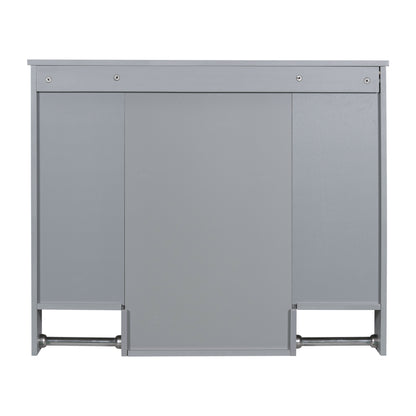 35'' x 28'' Modern Wall Mounted Bathroom Storage Cabinet, Bathroom Wall Cabinet with Mirror, Medicine Cabinet with Towels Bar
