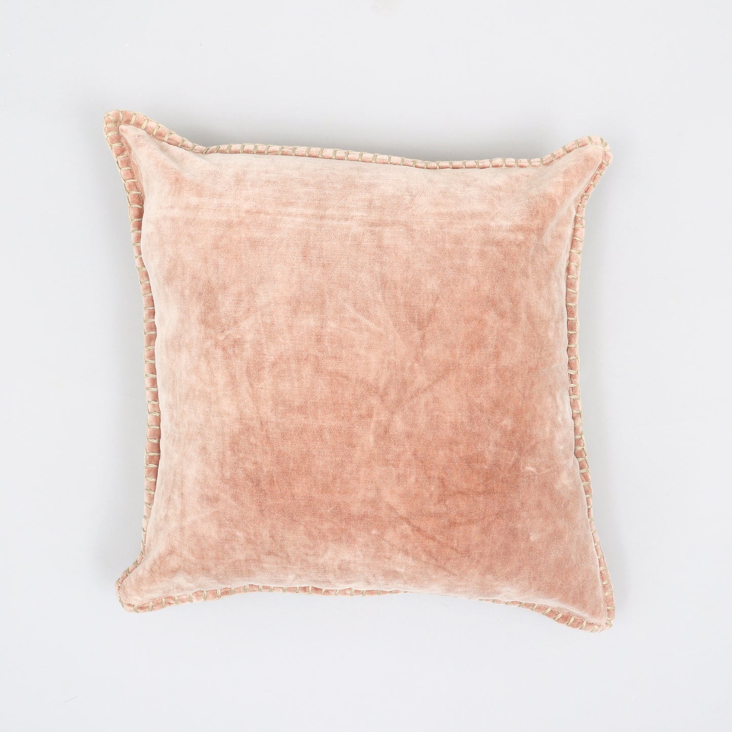 19x19 Stonewashed Cotton Velvet Throw Pillow with Hand-Stitched Edges, Polyester Fill Sofa/Bed Pink