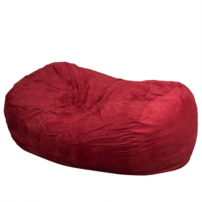 6.5-Foot Cylinder Bean Bag Chair Foam-Filled Interior, Suede-Feel Microfiber Upholstery, Living Room, Red