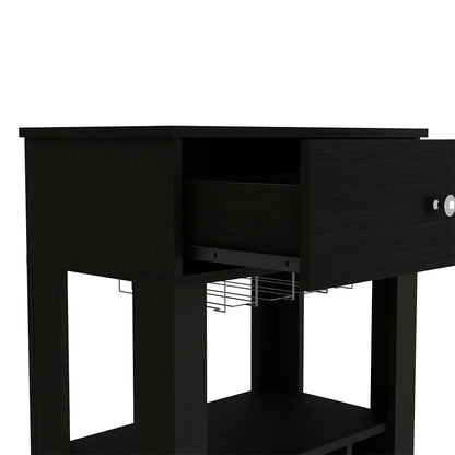 Modern Black Wengue Bar Cart With Twelve Wine Cubbies