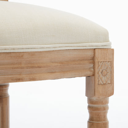 Solid Wood Bar Stools Set of 2 Beige Upholstered Seating