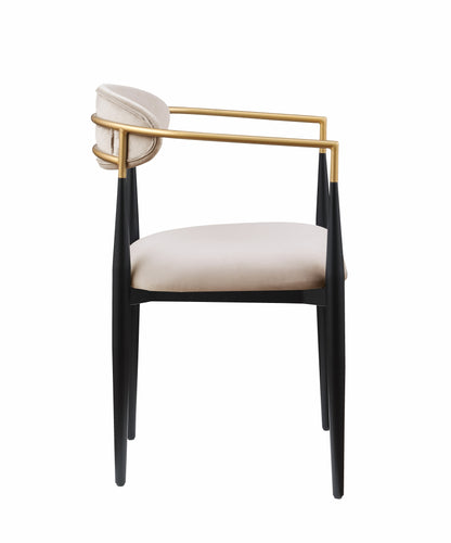 Set of 2 Dining Room Side Chairs Fabric Upholstered, Ultra-Modern Contemporary, 23.75 x 21 x 30 in, Taupe