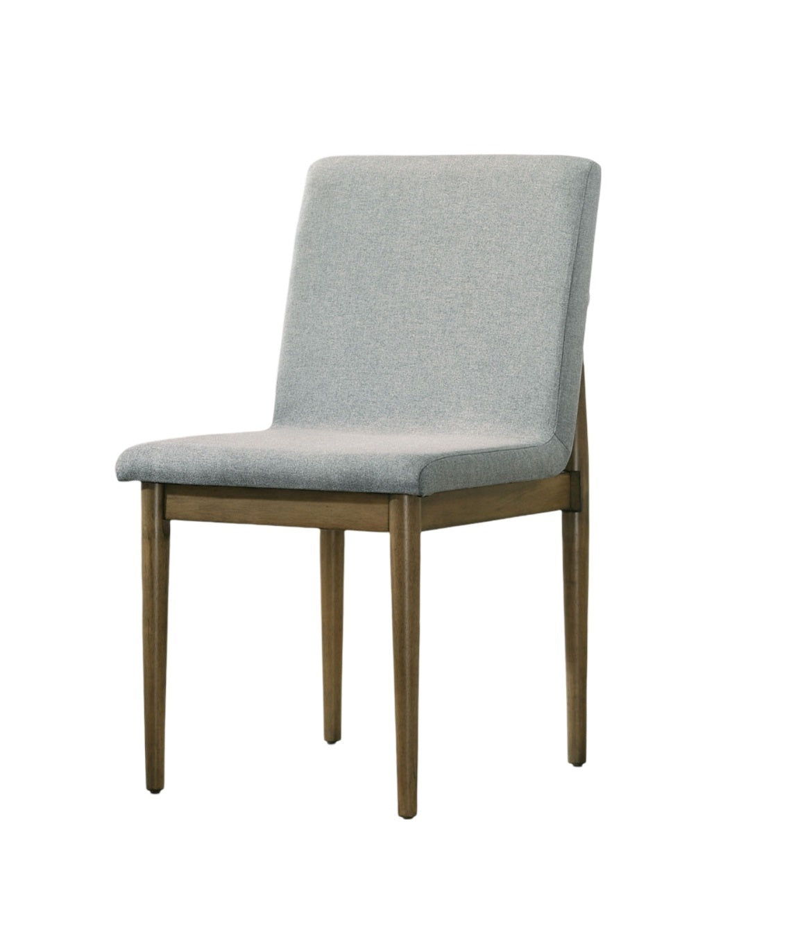 Set of 2 Mid-Century Dining Chairs, Solid Wood Frame, Upholstered Seats, 19W x 22.75D x 34.5H Light Gray