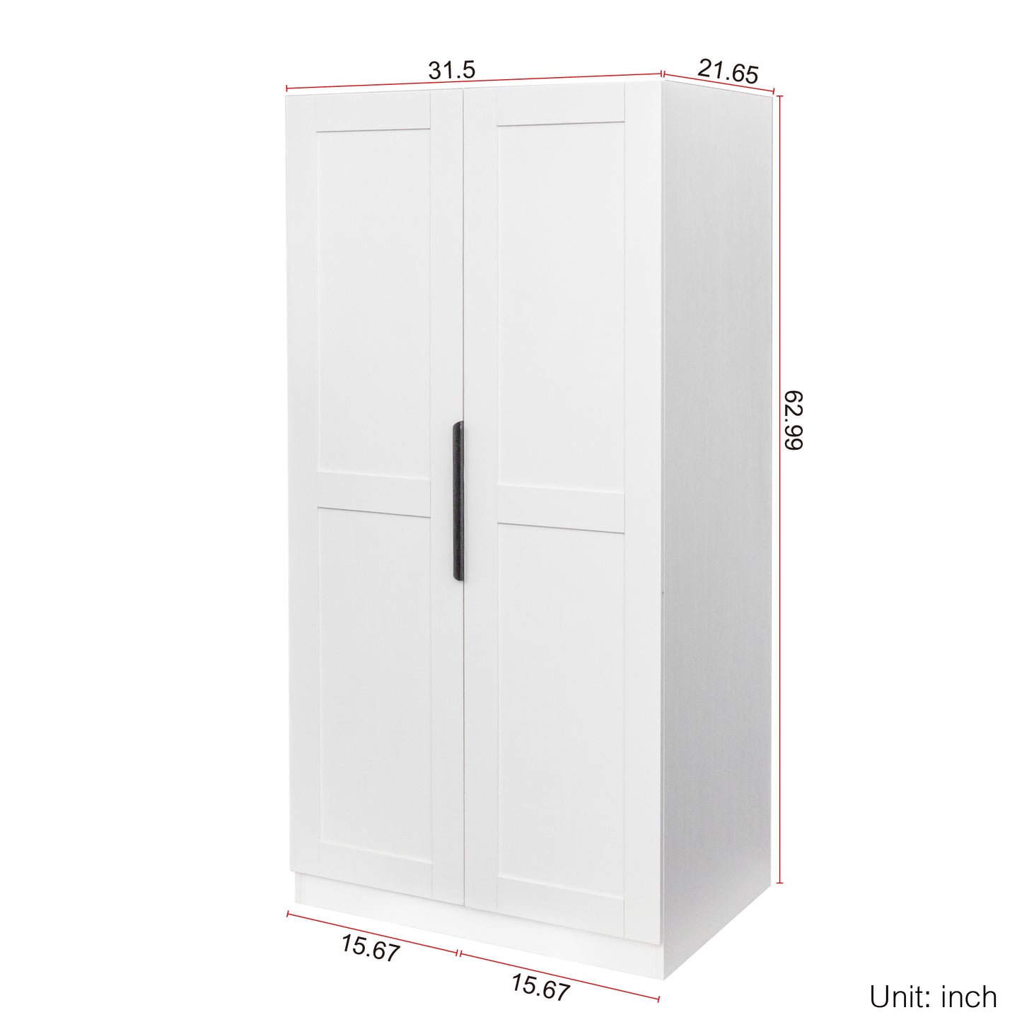 Elegant 62.99” White Freestanding Kitchen Pantry Cabinet with Multi-Level Shelves and Doors for Modern Living Spaces