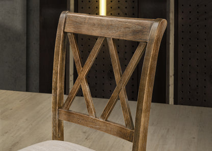 Round Rubberwood 5-Piece Dining Set Warm Brown Finish