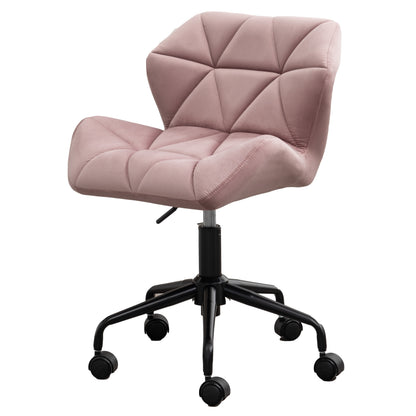 Mauve Velvet Adjustable Swivel Office Chair with Diamond Tufting