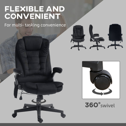 Ergonomic Black Office Chair with 6-Point Massage and Lumbar Heating