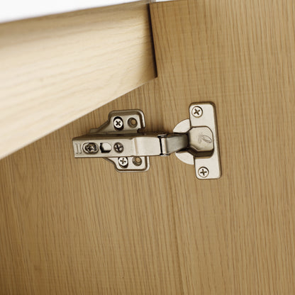 Modern 36" Freestanding Oak Bathroom Vanity with Soft-Close Doors & Integrated White Resin Sink