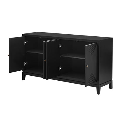 U_STYLE Sleek Storage Cabinet Sideboard Buffet with Vertical Line Design,Suitable for Study,Entrance and Living Room