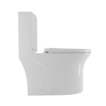Comfort Height Elongated One-Piece Toilet with Dual-Flush System, CUPC & WaterSense Certified, White Ceramic, Soft Close Seat T039WT