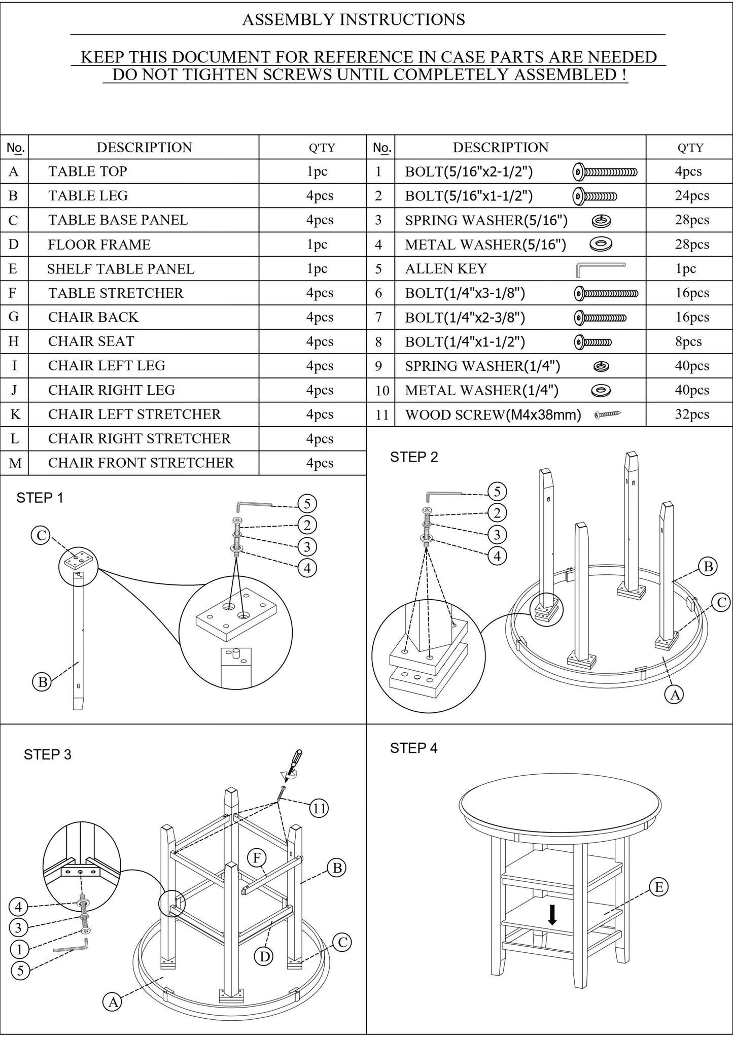 Counter Height Dining Set Storage Padded Chairs 5 Pc White
