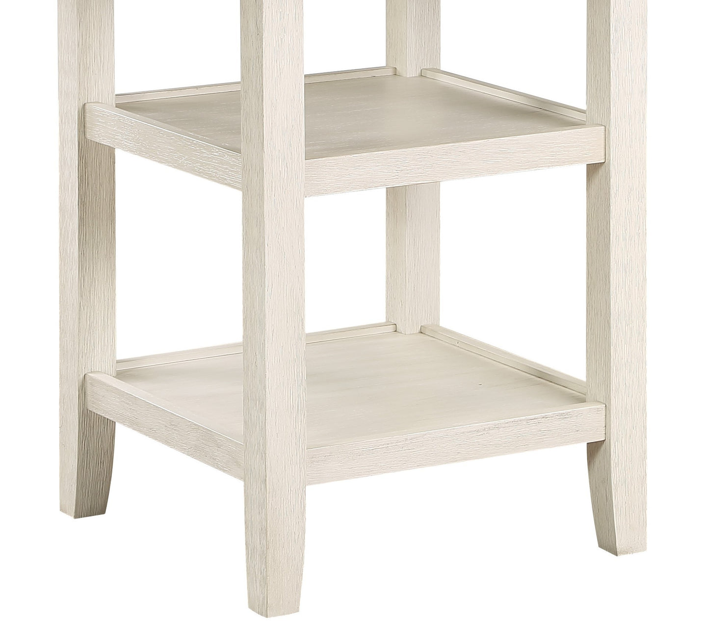 Counter Height Dining Set With Shelves Antique White Finish