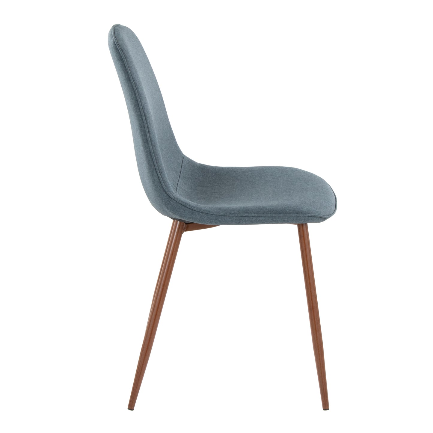 Pebble Mid-Century Modern Dining/Accent Chair in Walnut and Blue Fabric by LumiSource - Set of 2