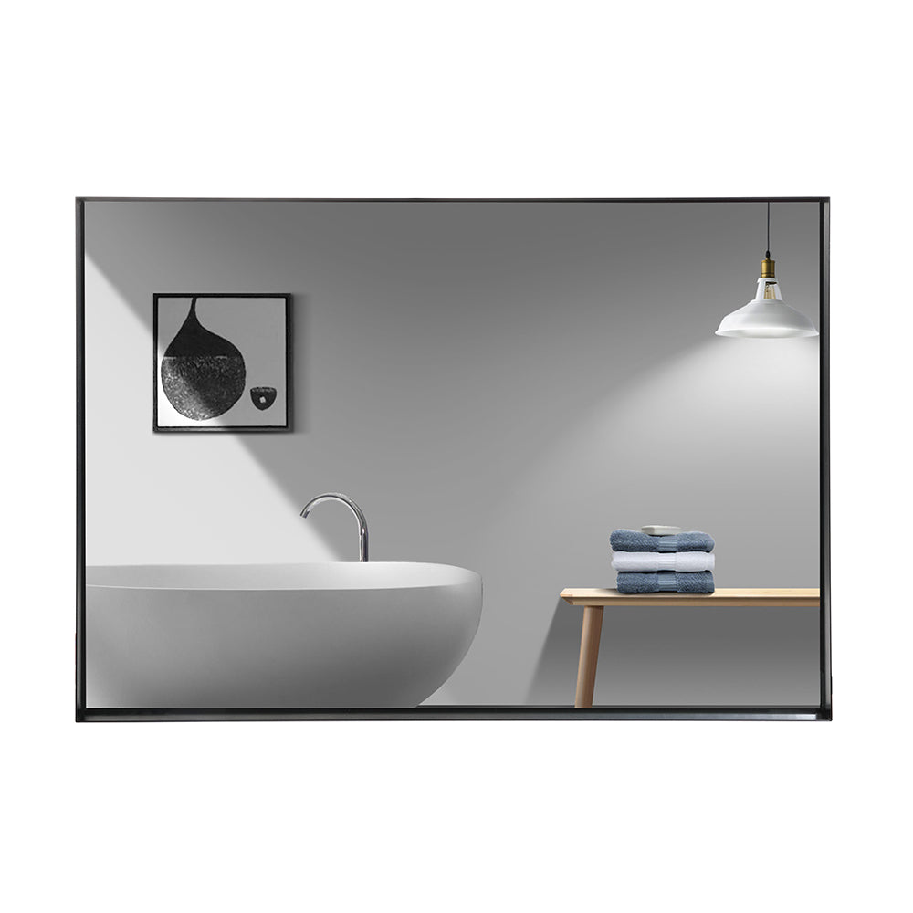 40x30inch Glossy Black Bathroom Mirrors For Wall Rectangle Vanity Mirror Corner Hangs Farmhouse Mirror Modern Metal Framed Rectangular Mirror, Decorative Square Corner Mirror(Horizontal & Vertical)