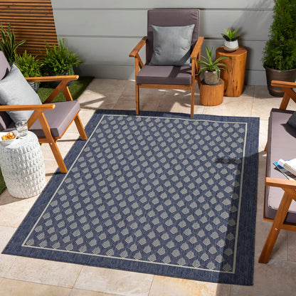 Indoor/Outdoor Area Rug, 2 ft 7 in x 7 ft 3 in, Flatweave Polypropylene, Weather-Resistant - Blue