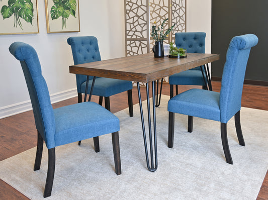 5 Piece Hairpin Dining Set Table And Chairs Wood Finish