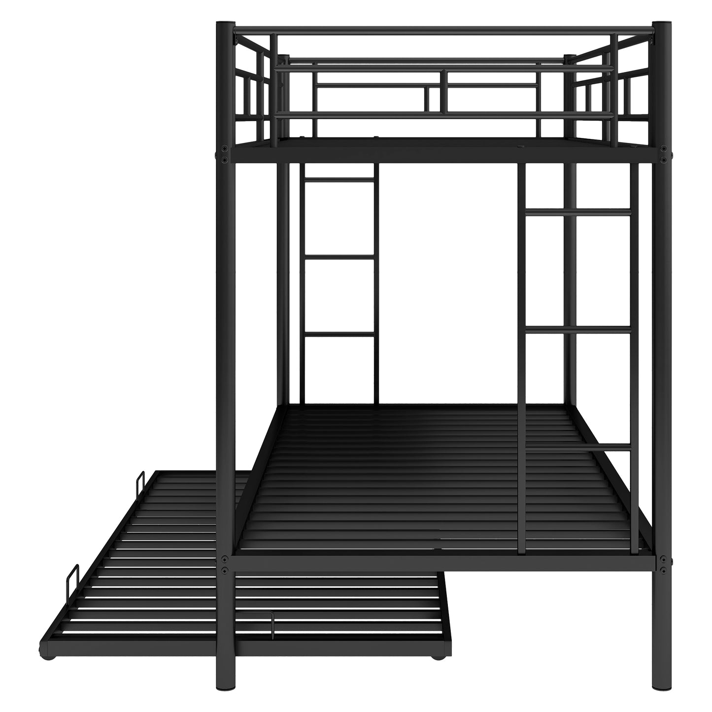 Sleek Black Twin Over Twin Bunk Bed with Trundle for Ultimate Space Efficiency