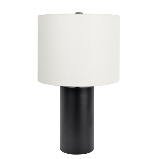 Table Lamp with On/Off Switch, Block Base, 11 in high, 19 in wide, living room or bedroom, Black