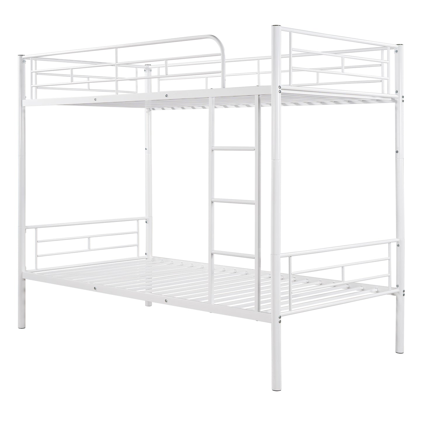 Stylish White Twin Over Twin Metal Bunk Bed for Space-Saving Solutions