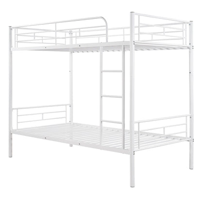 Stylish White Twin Over Twin Metal Bunk Bed for Space-Saving Solutions
