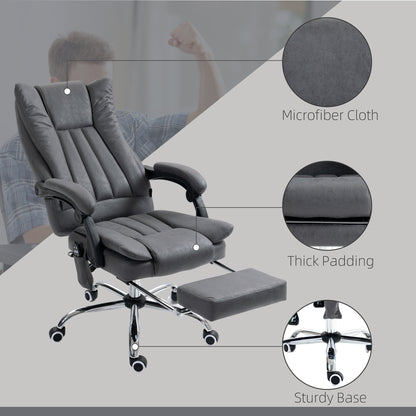 Vinsetto High Back Massage Office Chair with Heat, Adjustable Height, and Footrest - Rock Grey Microfiber