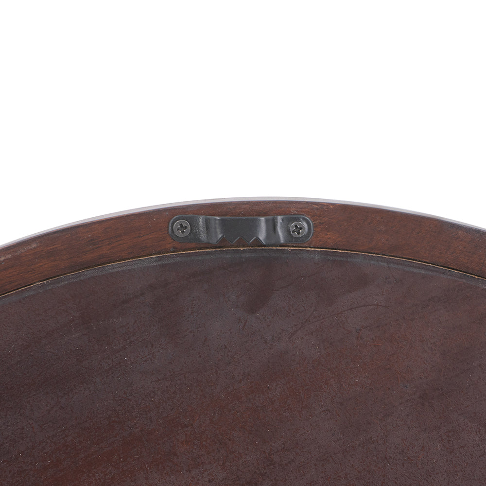 20-Inch Round Wall Mirror with Walnut Frame for Modern Home Decor