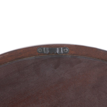 20-Inch Round Wall Mirror with Walnut Frame for Modern Home Decor