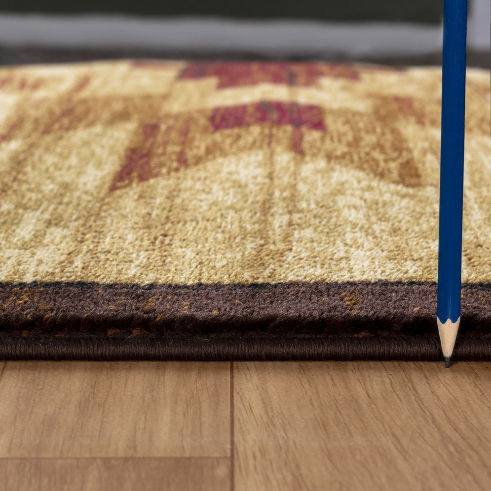 7'10 x 10'3 Lodge Area Rug with Wildlife Motif, Polypropylene, Stain-Resistant, Jute Backing, Beige