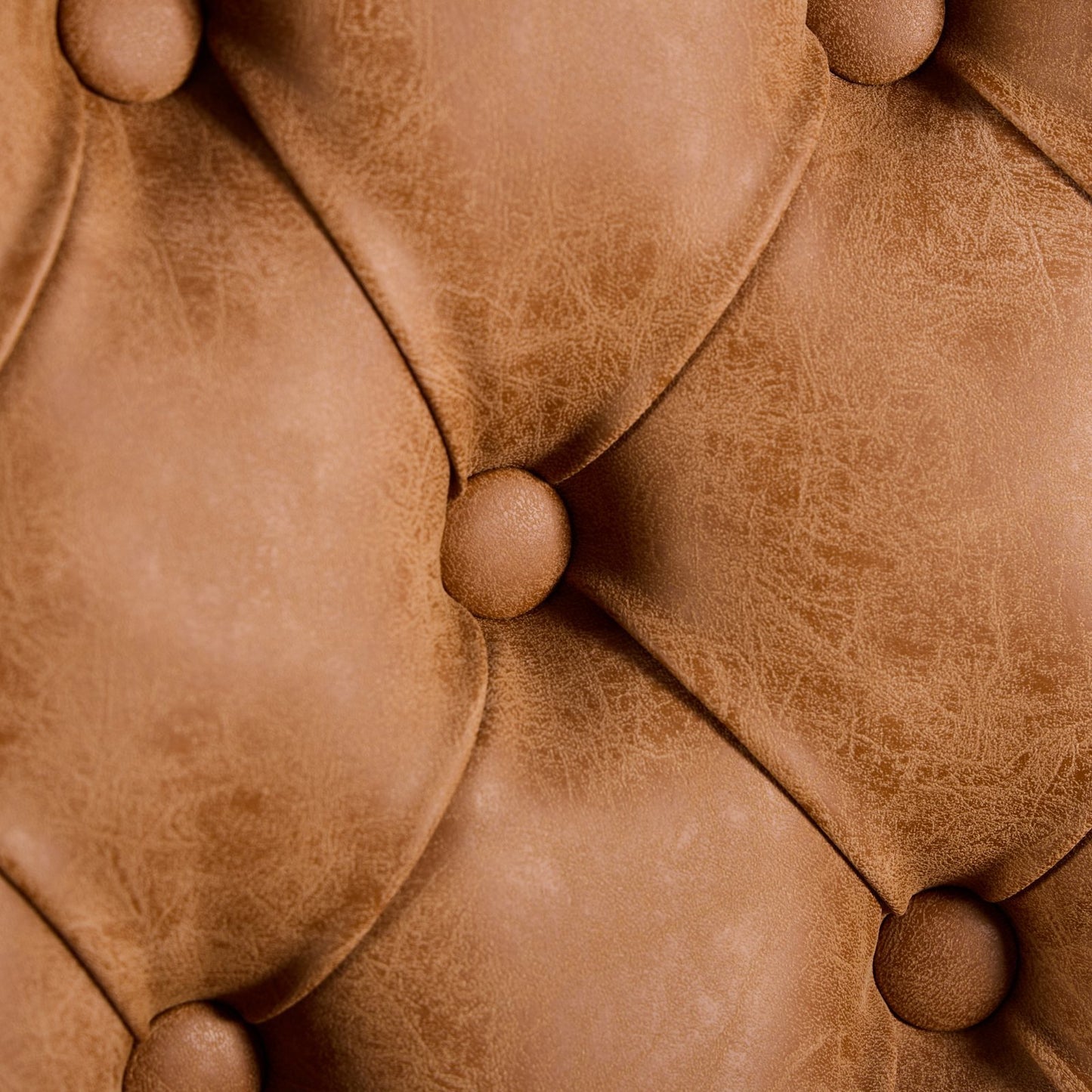 Orange Aged Retro PU Swivel Bar Stools Tufted Back