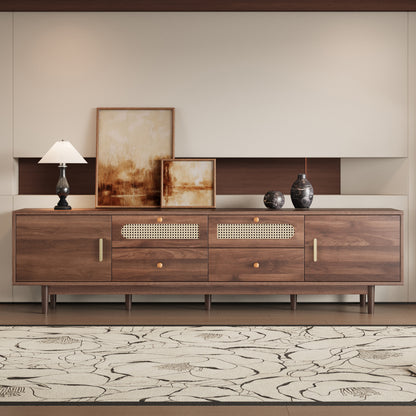 76.8-Inch TV Stand with Doors, 2 Drawers for TVs Up to 85 Inches — Living Room Console Dark Brown