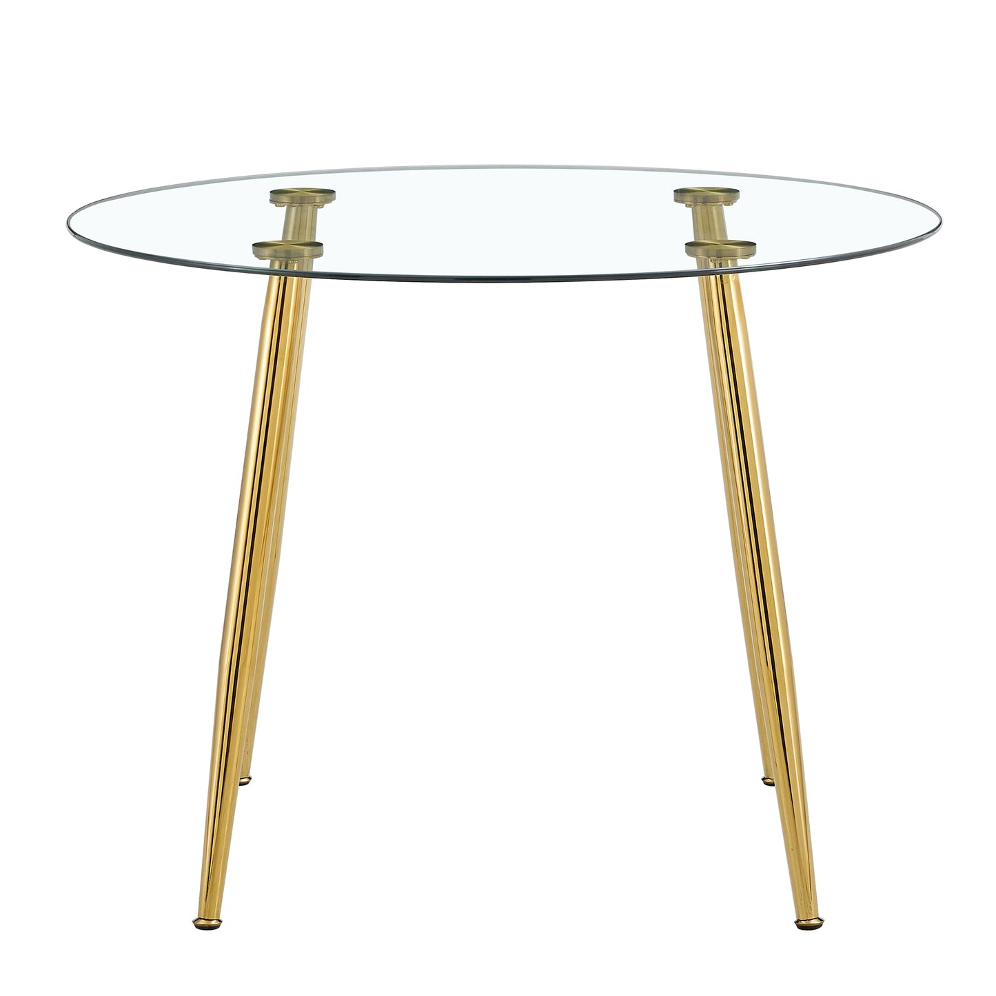 Circular Glass Dining Table 40 Inch Minimalist Gold Plated Legs