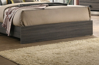 Modern Tufted Queen Bed Frame with Rubberwood Construction and Gray Finish