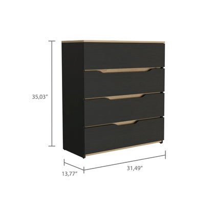 Elegant Black Wengue and Light Oak 4-Drawer Dresser