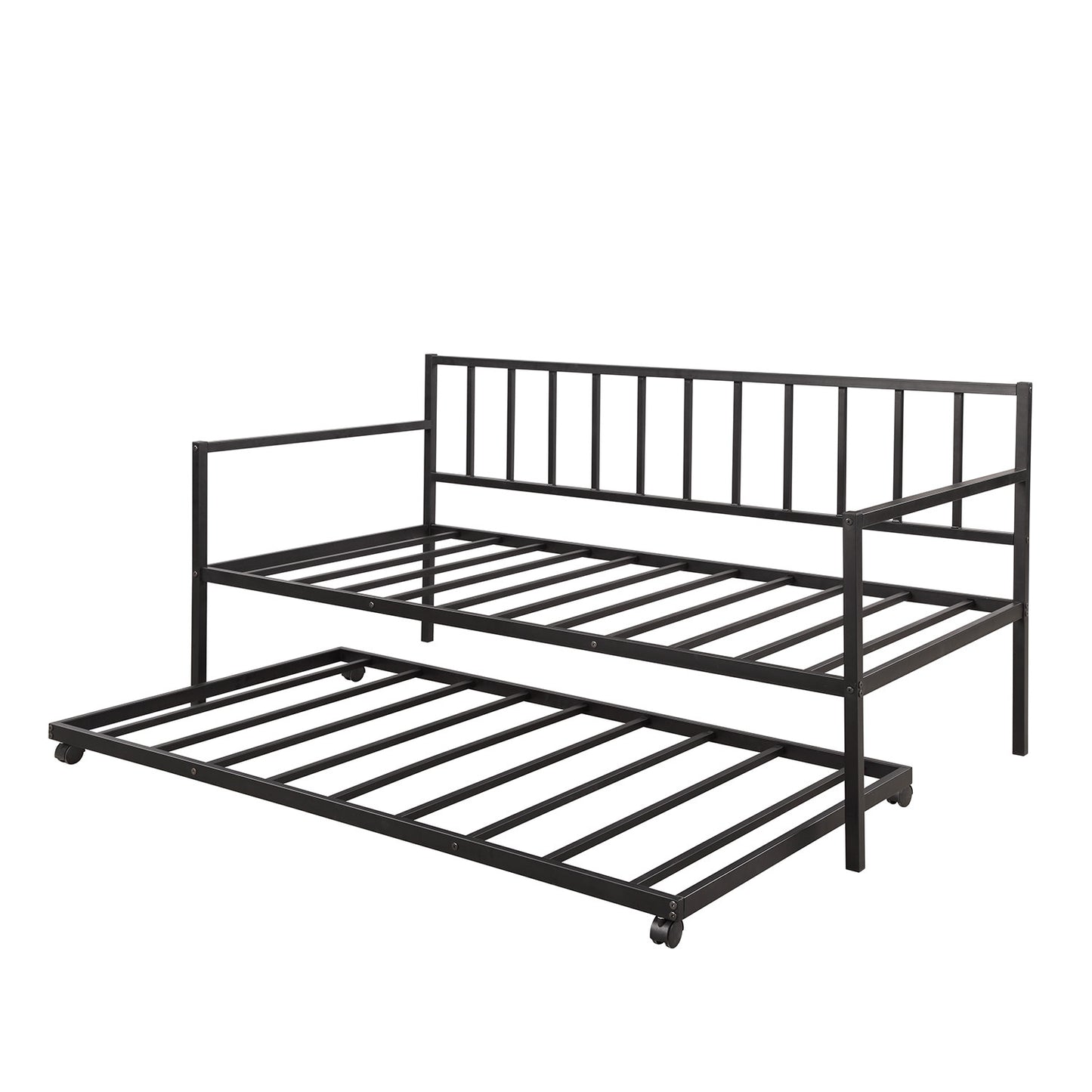 Versatile Twin Daybed with Pull-Out Trundle - Metal Frame for Stylish Living and Guest Rooms