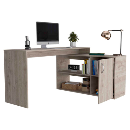 Contemporary Gray L-Shaped Computer Desk with Versatile Storage Solutions