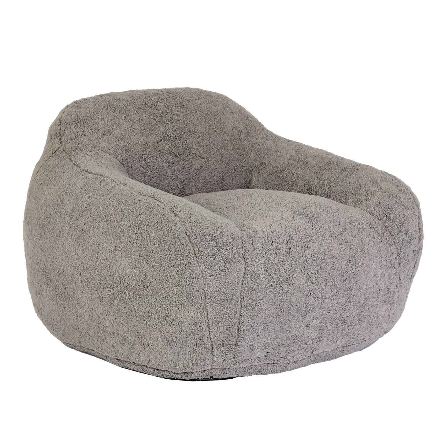 Giant Memory Foam Bean Bag Chair with Armrests, Living Room or Bedroom Faux Fur Teddy Fabric, Gray