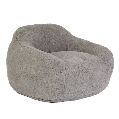 Giant Memory Foam Bean Bag Chair with Armrests for Adults - Living Room Lounger, Teddy Fabric Light Gray