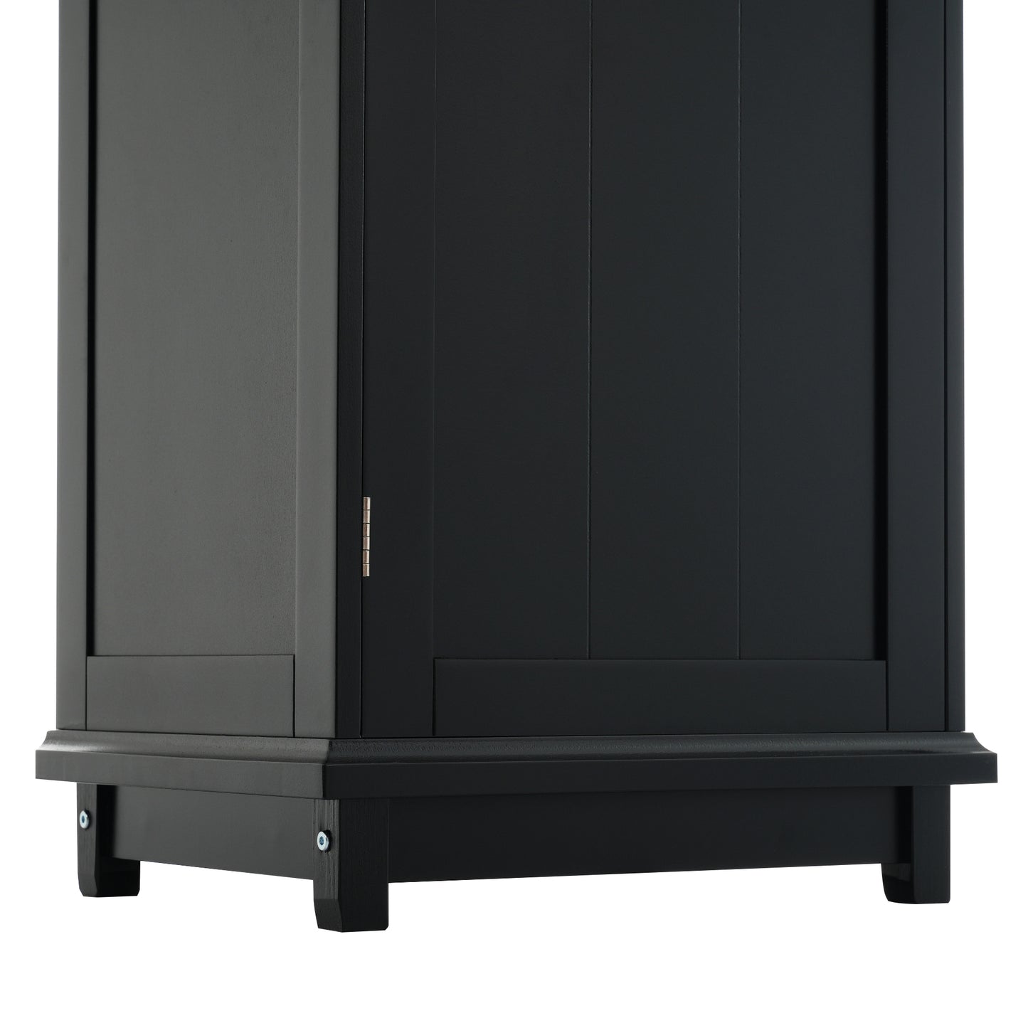 63" Tall Bathroom Storage Cabinet with Glass Doors, Free-Standing, Two Drawers, and Adjustable Shelves, MDF Board, Painted Black - Perfect for Displaying Your Favorite Items