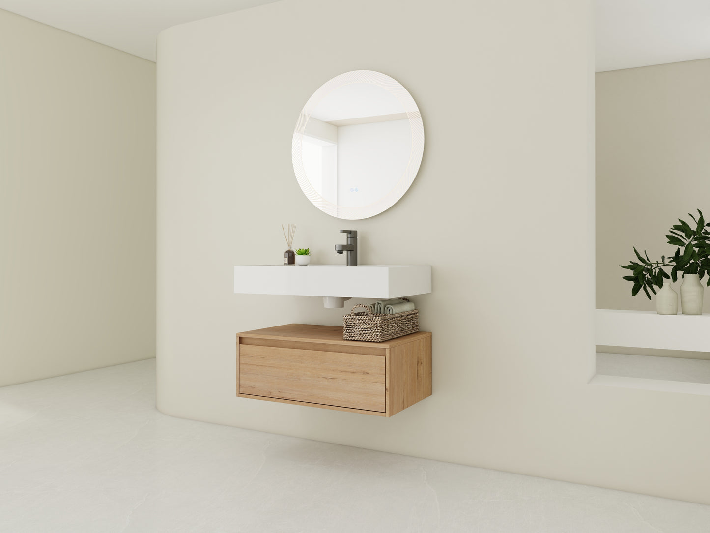 Modern 30-Inch Wall-Mounted Bathroom Vanity with Soft-Close Drawer and Elegant Resin Sink