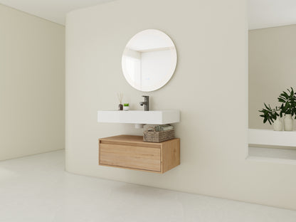 Modern 30-Inch Wall-Mounted Bathroom Vanity with Soft-Close Drawer and Elegant Resin Sink