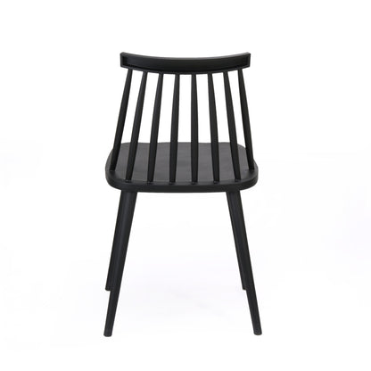 Farmhouse Spindle Back Dining Chairs, Set of 2, Polypropylene Chairs for Dining Room, Easy-Clean, Black