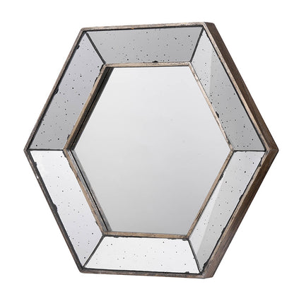 Hexagonal Silver Wall Mirror - 21" x 18" Decorative Accent for Modern Home Decor