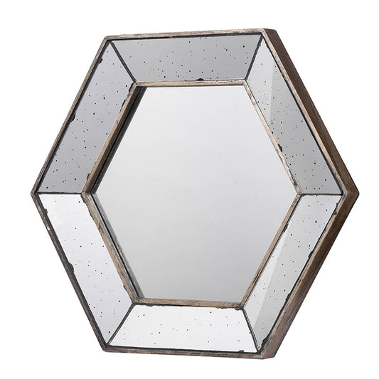 Hexagonal Silver Wall Mirror - 21" x 18" Decorative Accent for Modern Home Decor