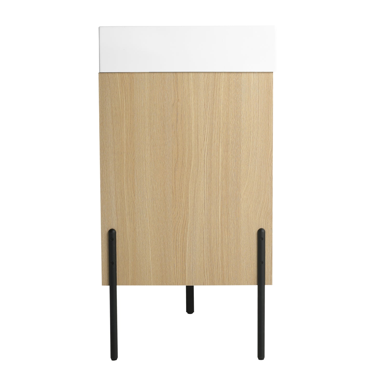 60-Inch Modern Oak Bathroom Vanity Set with Single Resin Sink and 4-Door Storage Cabinet