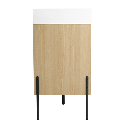 60-Inch Modern Oak Bathroom Vanity Set with Single Resin Sink and 4-Door Storage Cabinet