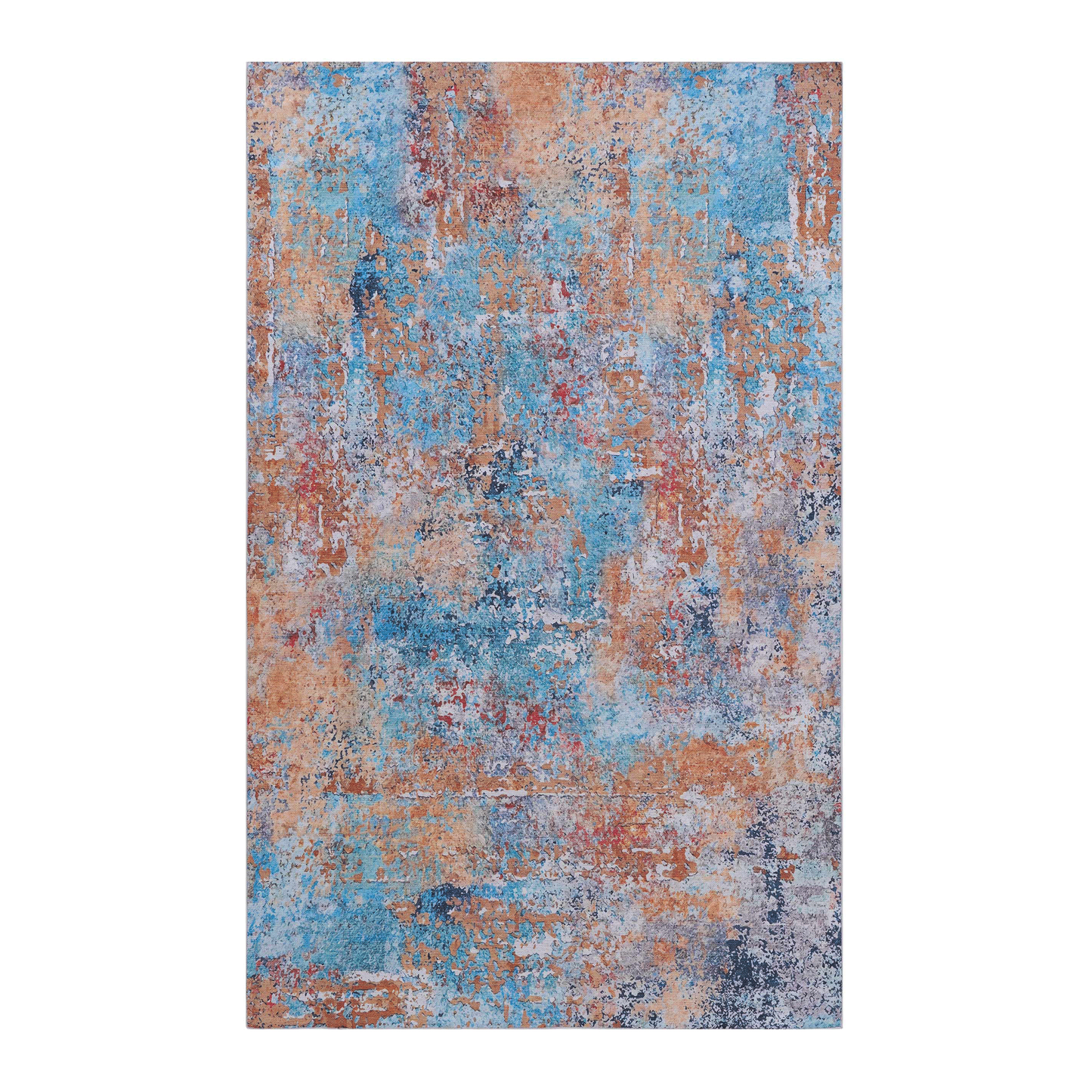 8x10 Area Rug, Washable, Low-Pile Chenille, Non-Slip Backing, Foldable, Kid & Pet Friendly, Multi