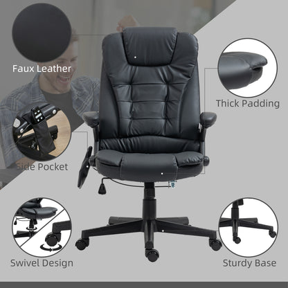 Ergonomic High-Back Massage Office Chair with Heating and Recline Features, Black