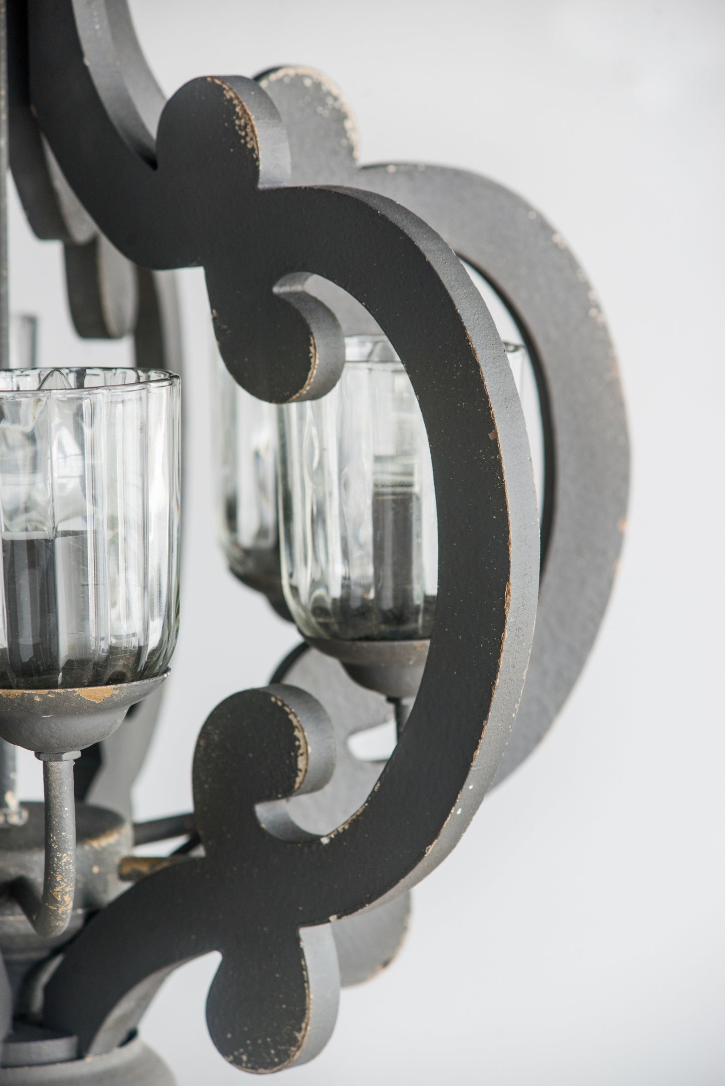 Farmhouse 6-Light Wood Chandelier Pendant with Adjustable Chain - Dining Room, Living Room, 60W E12 Gray