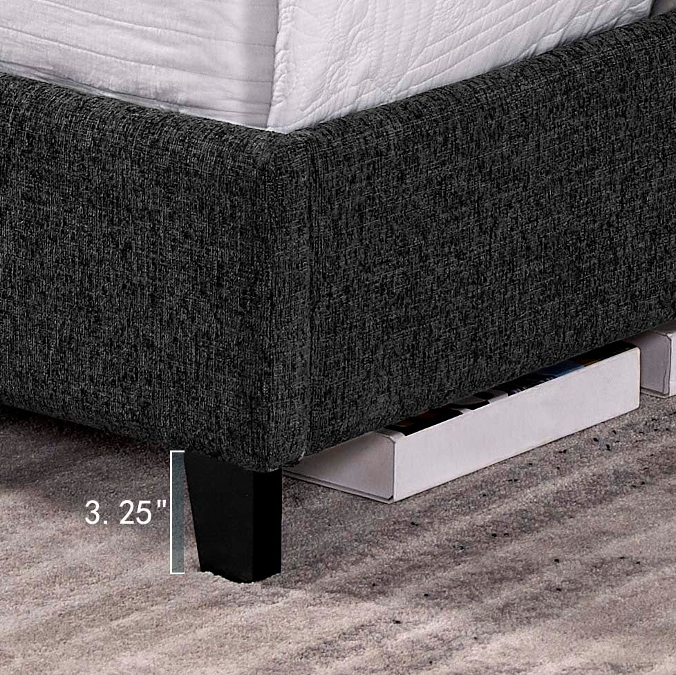 King Size Charcoal Grey Upholstered Platform Bed by Bridgevine Home