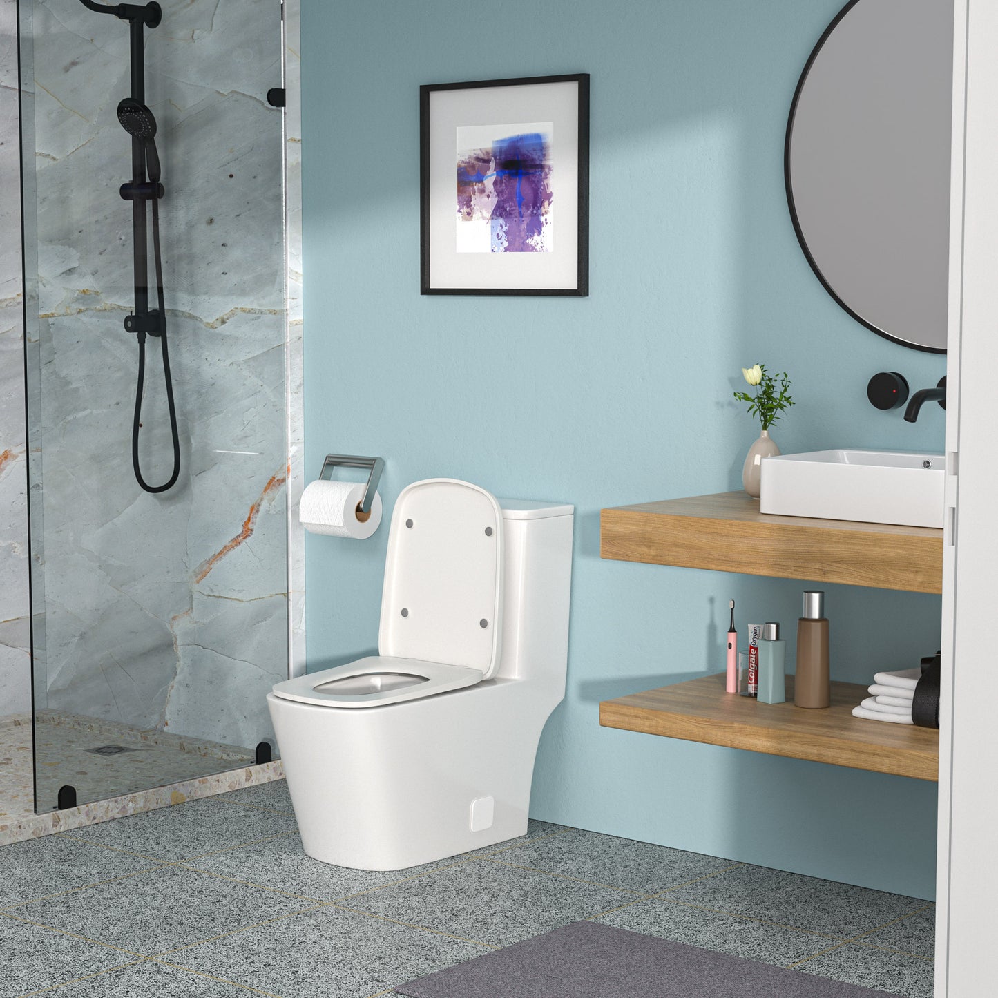 Modern Ceramic One-Piece Toilet with Soft-Close Seat and Efficient Flush System